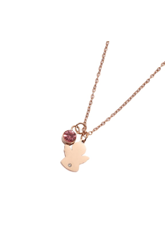 Stylish Angel Birthstones Pendant Necklace Stainless Steel Confirmation Jewelry Elegant Everyday Wear Symbolic Neckchain
