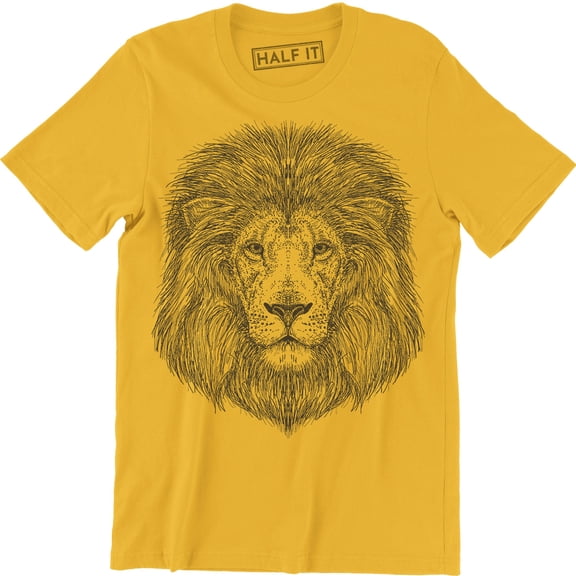 Stylish Animal Photographic Lion Face Design Big Cat King Jungle Men Tee Shirt