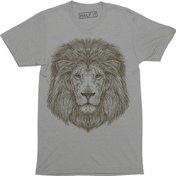Stylish Animal Photographic Lion Face Design Big Cat King Jungle Men Tee Shirt