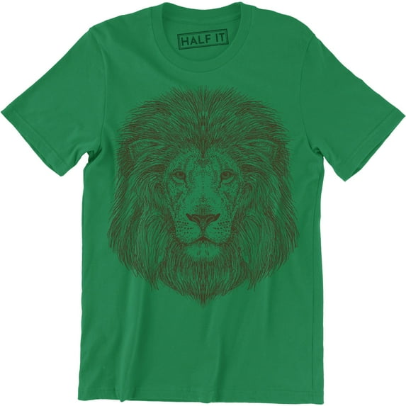 Stylish Animal Photographic Lion Face Design Big Cat King Jungle Men Tee Shirt