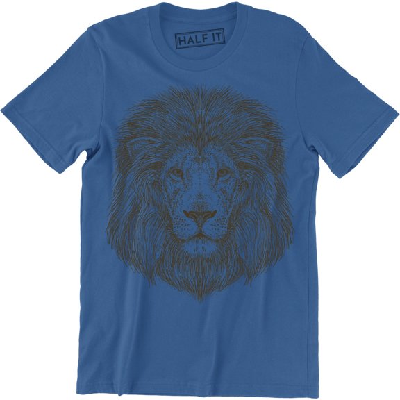 Stylish Animal Photographic Lion Face Design Big Cat King Jungle Men Tee Shirt