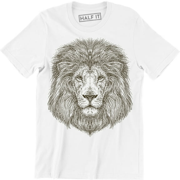 Stylish Animal Photographic Lion Face Design Big Cat King Jungle Men Tee Shirt