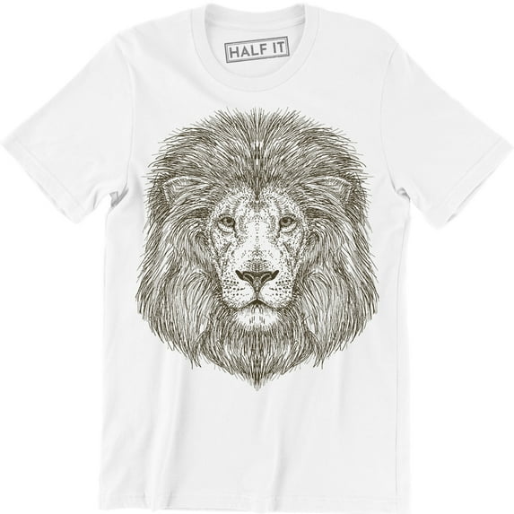 Stylish Animal Photographic Lion Face Design Big Cat King Jungle Men Tee Shirt
