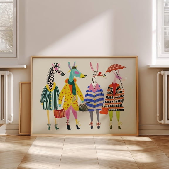 Stylish Animals Nursery Poster: Playful Room Wall Art, Unframed Poster Size 12x18