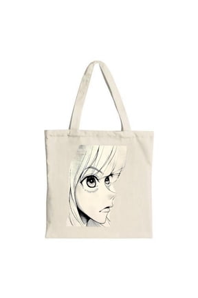 Stylish Anime Character Profile Tote Bag - Long Hair & Expressive Eyes Design Perfect for Shopping Travel & Parties