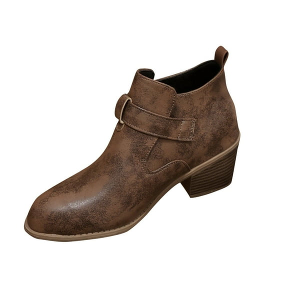 Stylish Ankle Boots Thick Heel Buckle Comfortable Versatile Footwear for Women Casual Winter Outfits