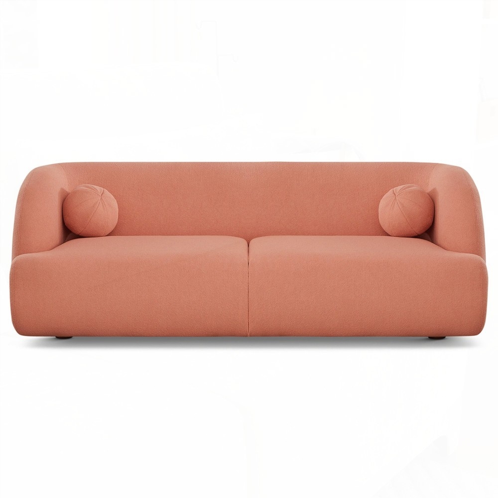 Stylish Anna French Boucle Couch in Pink, Tufted and with Solid Wood 87 ...