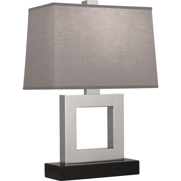 Stylish Antique Silver Table Lamp with Rectangular Smoke Gray Shade - Modern Lighting Fixture for Home Décor