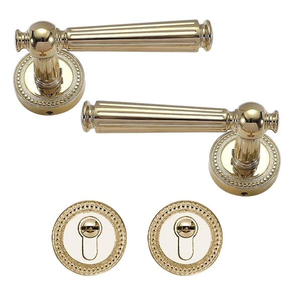 Stylish Antique Sturdy Stainless Steel Door Handle Set Including Lock and Key Convenient for Bedroom and Bathroom