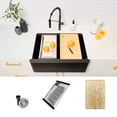 thumbnail image 1 of Stylish Apron From 30" Black Composite Granite Single-Bowl Kitchen Sink with 3 Accessories S-830WN, 1 of 9