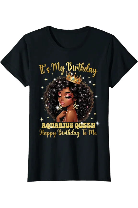 Stylish Aquarius Queen T-Shirt for Zodiac Sign Enthusiasts - Celebrate Your Birthday in Style
