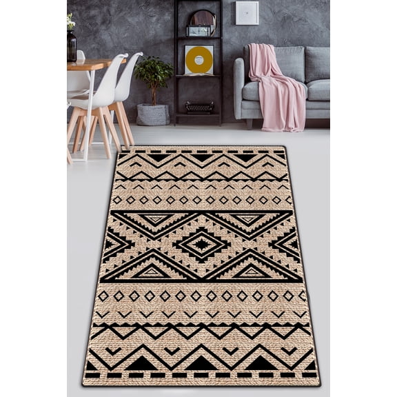 Stylish Area Rug, 5.2 x 7.5 Feet, 100% Polyester, 0.4-inch Pile Height | Antibacterial, Non-Slip Underside, Machine Washable