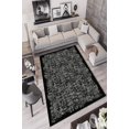thumbnail image 1 of Stylish Area Rug (5.2 x 7.5 ft), Black, 100% Polyester | 650 g/m², 0.2 in Pile Height, Antibacterial & Eco-Friendly, Non-Slip PVC Dot Underside | Machine Washable,, 1 of 4