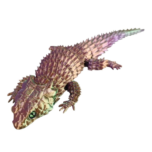 Stylish Articulated 3D Lizard 3D Printed with Vibrant Hues, Calming Fidget Figurine for ADHD, Playful Reptile Model for Trendy Desks, Homes, Displays, Smooth Joint Movement