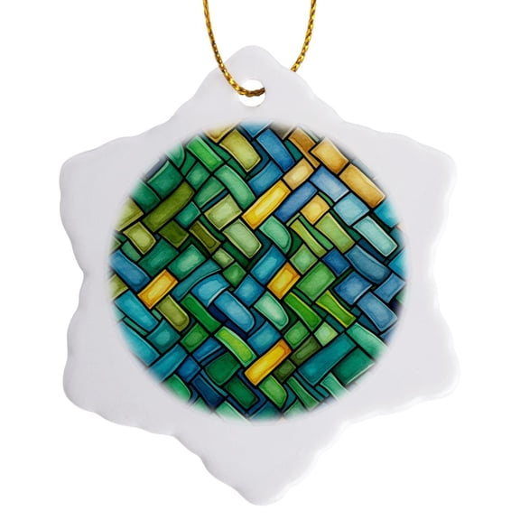3drose, Stylish Artsy Celtic Pattern of Wickerwork for St. Patricks Day Gift, 3 inch Snowflake Porcelain Ornament