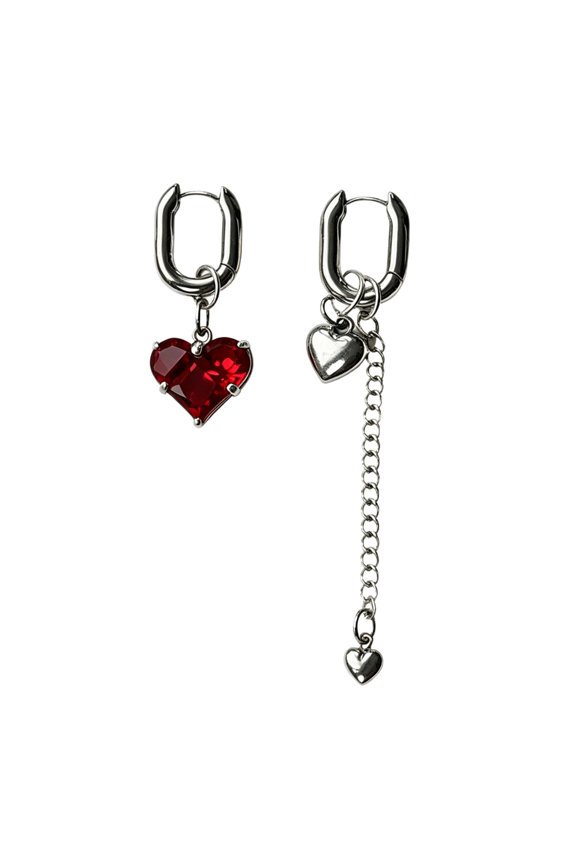 Stylish Asymmetrical Studs Earrings with Heart Shape for Everyday Use