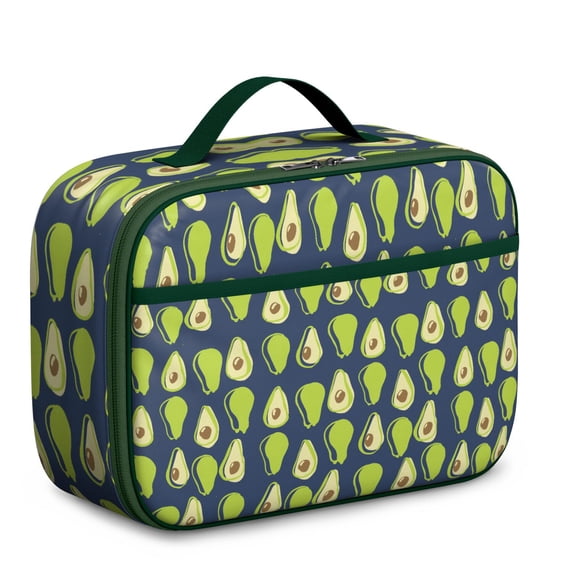 Stylish Avocado Pattern Thermal Lunch Box - Reusable Insulated Lunch Bag with Spill-Proof Interior & Mesh Pocket for School Office