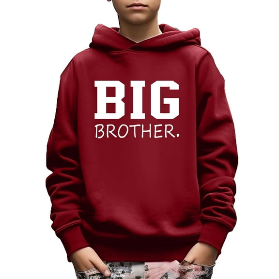 Stylish BIG BROTHER Letter Print Hoodies For 5-14Y Boys - Casual Graphic Design With Stretch Fabric For Comfortable Spring/Autumn Wear