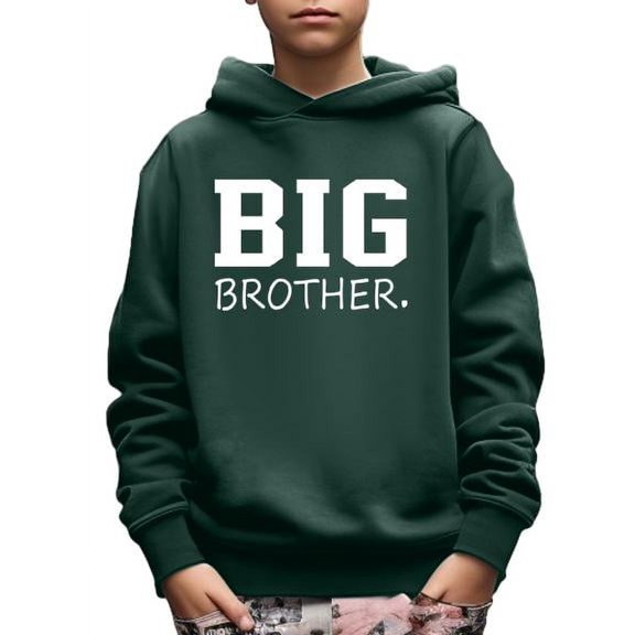 Stylish BIG BROTHER Letter Print Hoodies For 5-14Y Boys - Casual Graphic Design With Stretch Fabric For Comfortable Spring/Autumn Wear