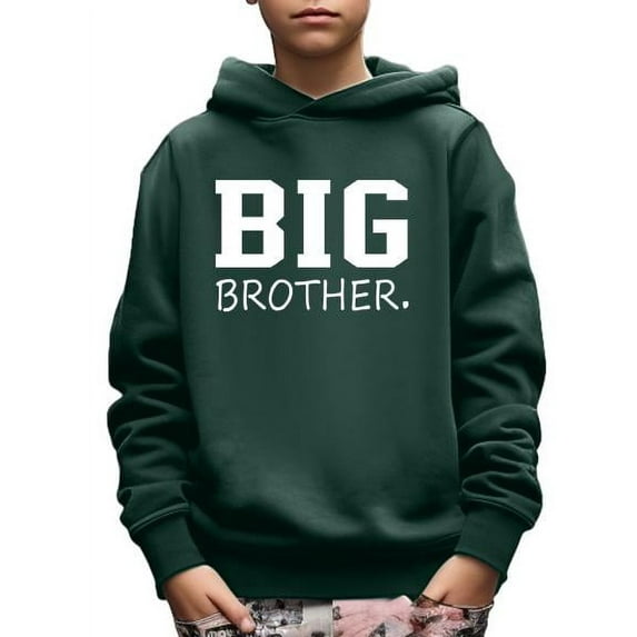 Stylish BIG BROTHER Letter Print Hoodies For 5-14Y Boys - Casual Graphic Design With Stretch Fabric For Comfortable Spring/Autumn Wear