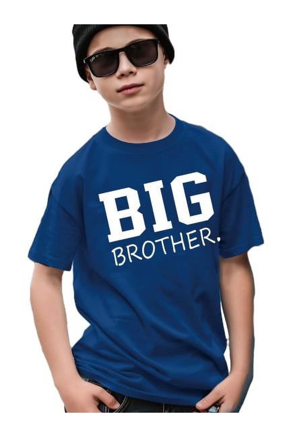 Stylish BIG BROTHER Letter Print T-shirt For 7-15Y Boys - Casual Graphic Design For Comfortable Summer Wear