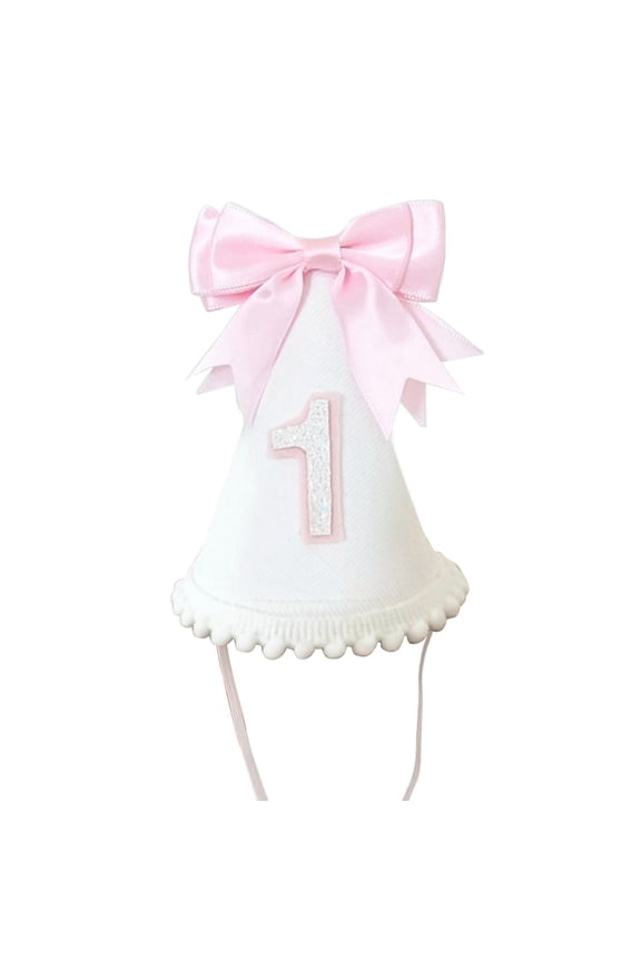 Stylish Baby Birthday Hat Headgear Lovely Bowknot Charm Feature Soft Fabric for Ages 1 Year Kids