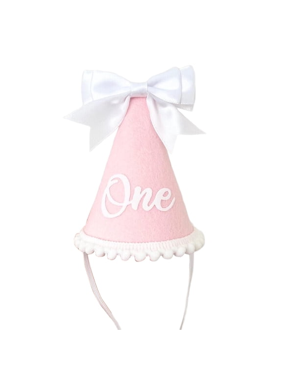 Stylish Baby Birthday Hat Headgear Lovely Bowknot Charm Feature Soft Fabric for Ages 1 Year Kids