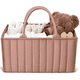 thumbnail image 1 of Stylish Baby Diaper Caddy Organizer, Baby Diaper Caddy Basket, Breathable & Washable - Storage Basket for Diapers, Car Caddy Organizer, Nursery, Baby Gift Registry Newborn Essentials, Rouge Pink, 1 of 7
