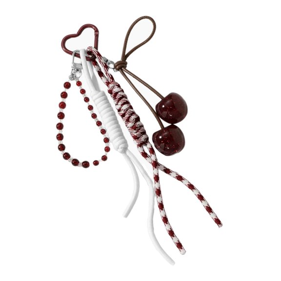Stylish Bag Charm Cherry Key Holder Secure Keychain For Daily Commute Gym Use