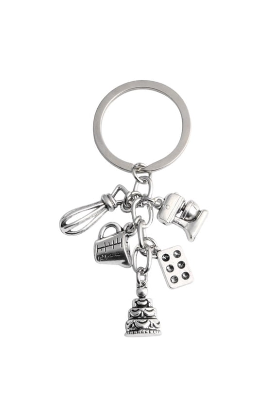 Stylish Bag Charm Kitchen Utensils Keychain with Whisk Pans and Cake Designs Alloy Texture Present for Lovers