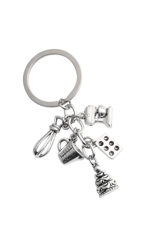 Stylish Bag Charm Kitchen Utensils Keychain with Whisk Pans and Cake Designs Alloy Texture Present for Lovers