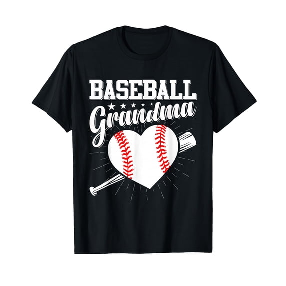 Stylish Baseball Grandma T-Shirt with Heart and Bat Design for Proud Baseball Fans