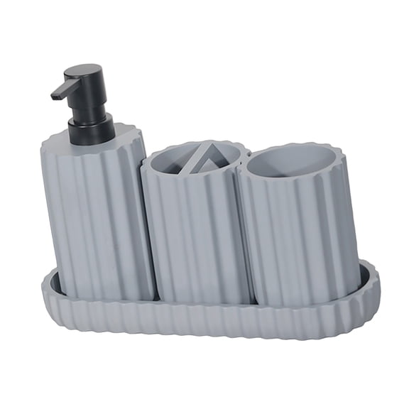 Stylish Bathroom Set 6Pieces Comprising Toothbrush Holder Soap Dispensers Vanity Tray Tumblers and Resistant