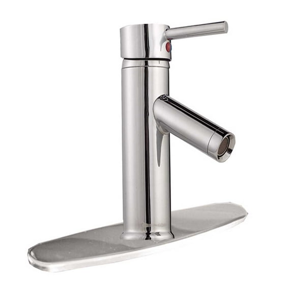 Stylish Bathroom Sink Faucet Chrome Plated Brass Single Hole Tap 7" H w/Widespread Plate | Renovators Supply