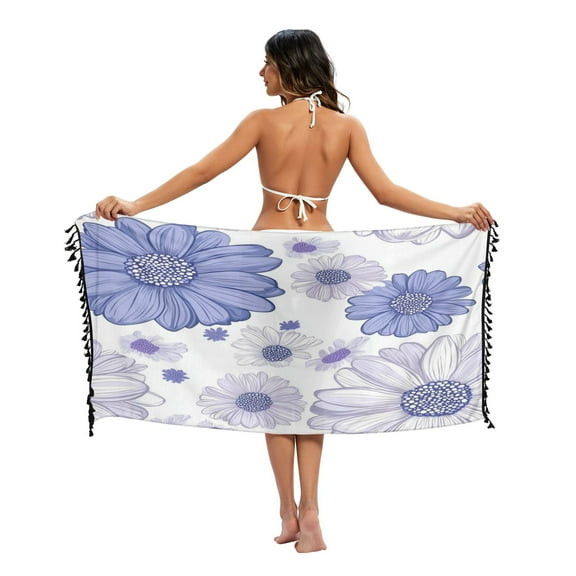 Stylish Beach Wrap Skirt Women's Beach Wrap Cover-Up for Swimwear, Dress, Shawl & Sun Protection Large Daisy Flowers