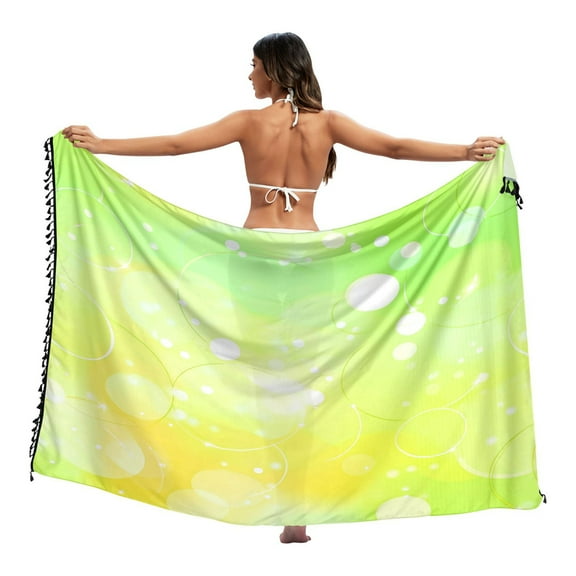 Stylish Beach Wrap Skirt Women's Beach Wrap Cover-Up for Swimwear, Dress, Shawl & Sun Protection Vibrant Green and Yellow Background