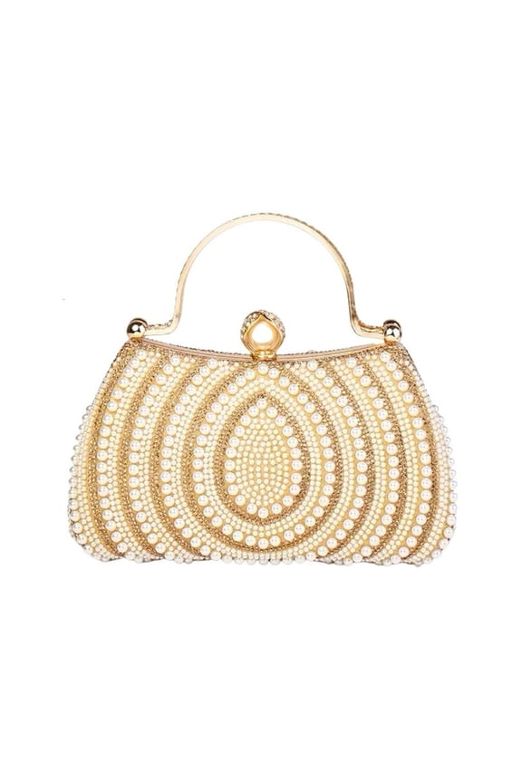 Stylish Beaded Evening Bag For Bride Reception Dinner Party Practical Polyester Shoulder With Lock