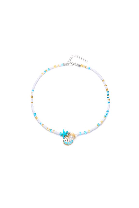 Stylish Beaded Necklace Shell Charm Necklace Neck Accessory Collarbone Necklace Alloy Texture Suitable for Everyday