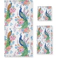 thumbnail image 1 of Stylish Beautiful Peacock Flowers Soft Luxury Decorative 3 Pieces Towels Set, 1 Bath Towel+1 Hand Towel+1 Washcloth, Multipurpose for Bathroom, Hotel, Gym, Spa and Beach, 1 of 5