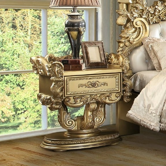 Stylish Bedroom Gold 1 Nightstand - Felt Lined, Effortlessly Movement Flawlessly Drawers