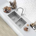 thumbnail image 1 of Stylish Undermount 33" Stainless Steel Double Bowl Kitchen Sink with 4 accs S-322XG, 1 of 11