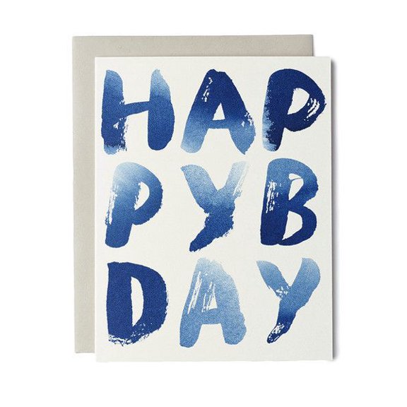 Stylish Birthday Card  "HAPPY BDAY" in Vibrant Blue Brush Stroke Design  Blank Inside, Envelope Included  Perfect for Celebrating Birthdays for Friends and Family