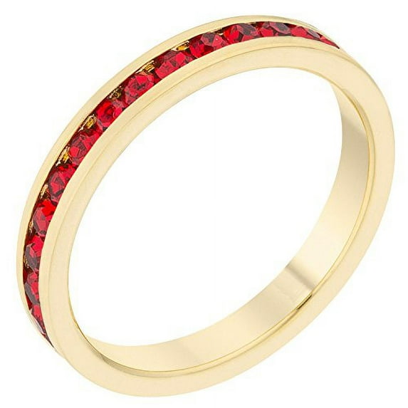 Stylish Birthstone Stackables Swarovski Crystal By Kate Bissett Ruby Red Gold -July Size 7