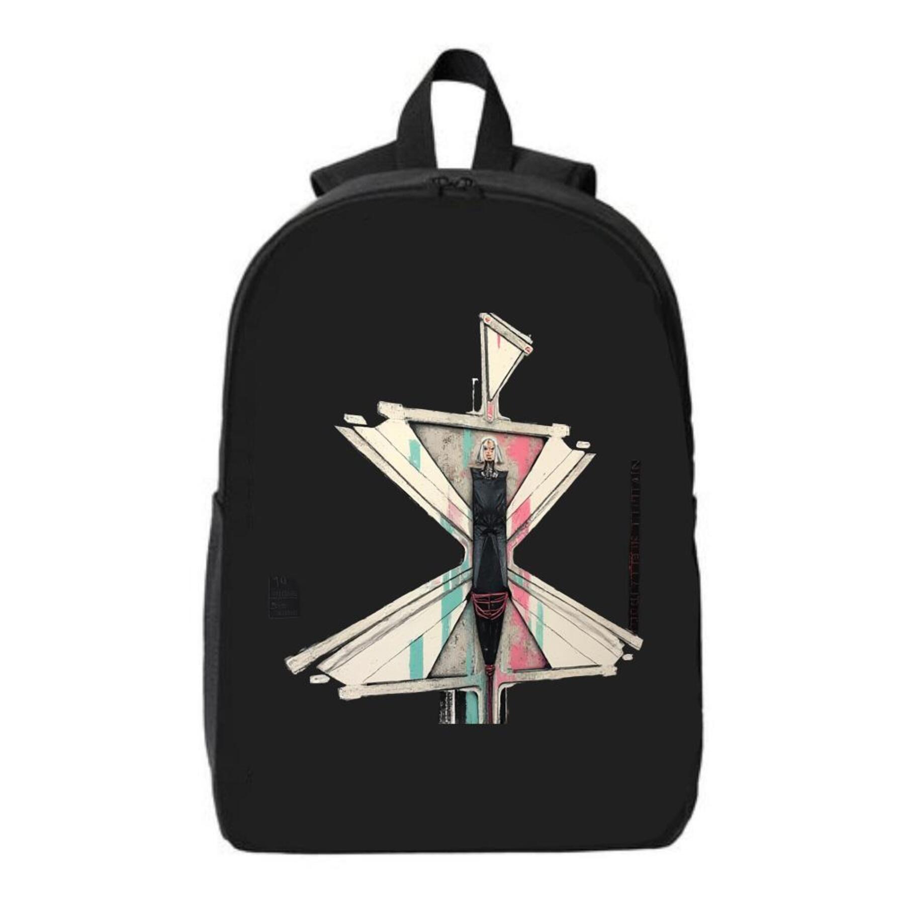 Abstract Basketball Backpack Stylish Black Backpack with Abstract Geometric Design &
