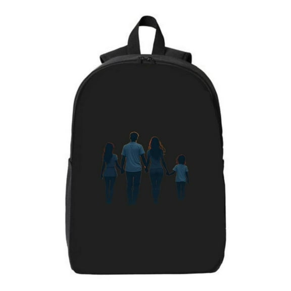 Stylish Black Backpack with Family Design - Durable Travel Backpack for Men & Women Fits 15 " Laptop & iPad