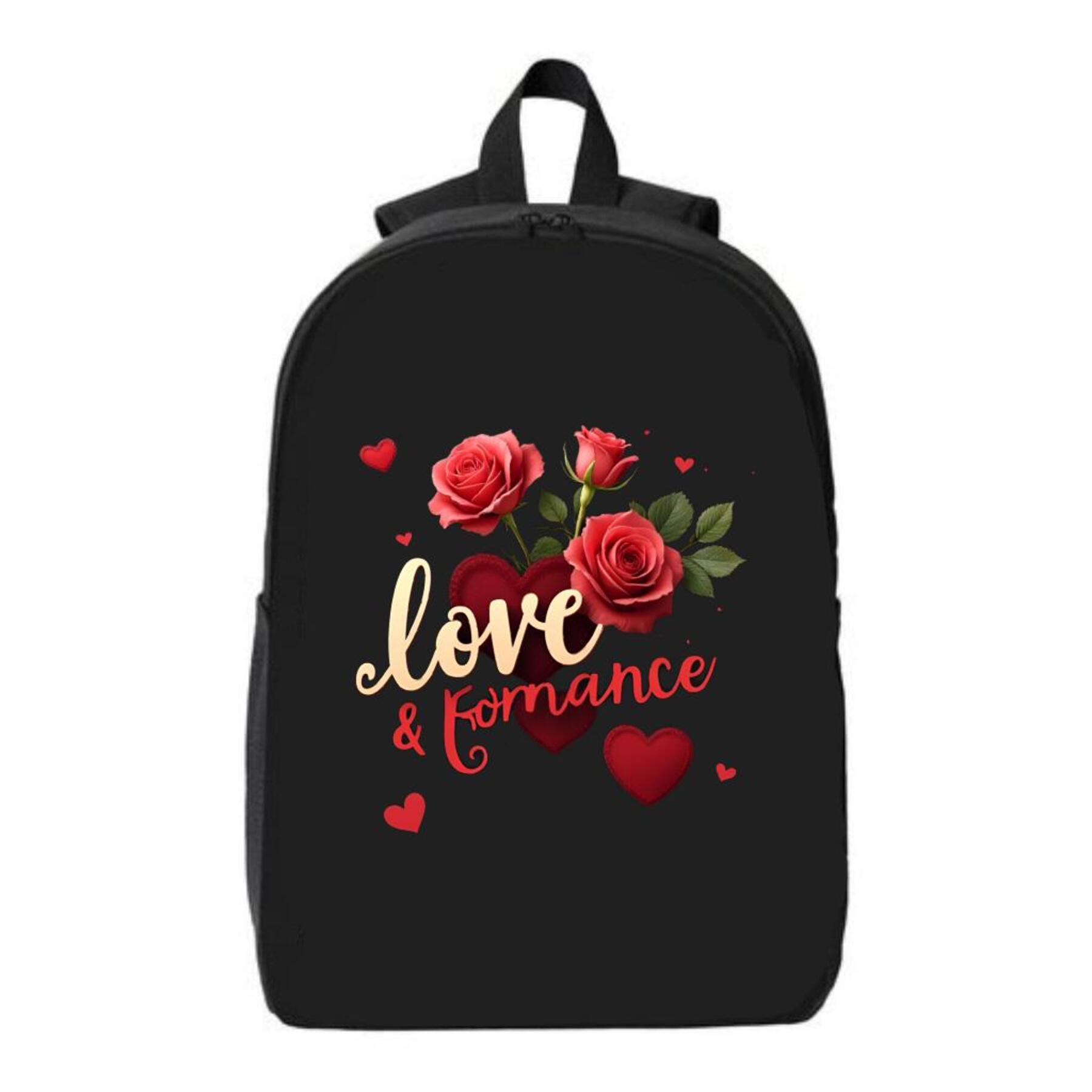 Red Roses Backpack Stylish Black Backpack with Red Roses & Heart Design - Love & Romance ...