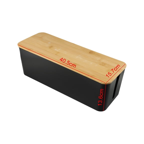 Stylish Black Cable Hiding Box With Functional Design And Beautiful Wooden Top