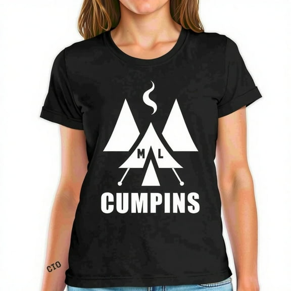 Stylish Black Camping Tent Graphic T-Shirt for Lovers "CUMPSINS" Design