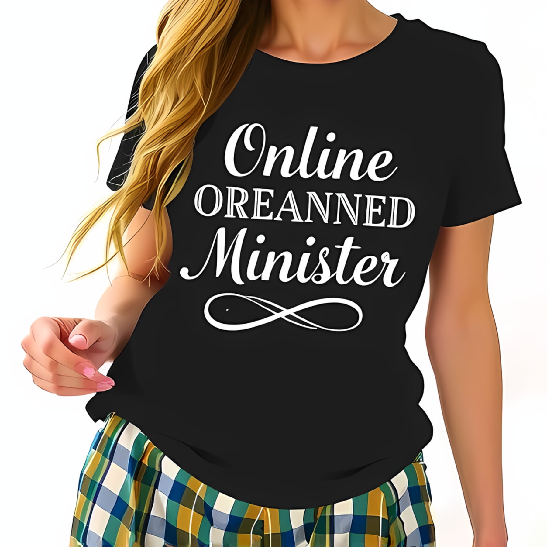 Stylish Black Cotton Short Sleeve T-Shirt for Online Ordained Ministers ...