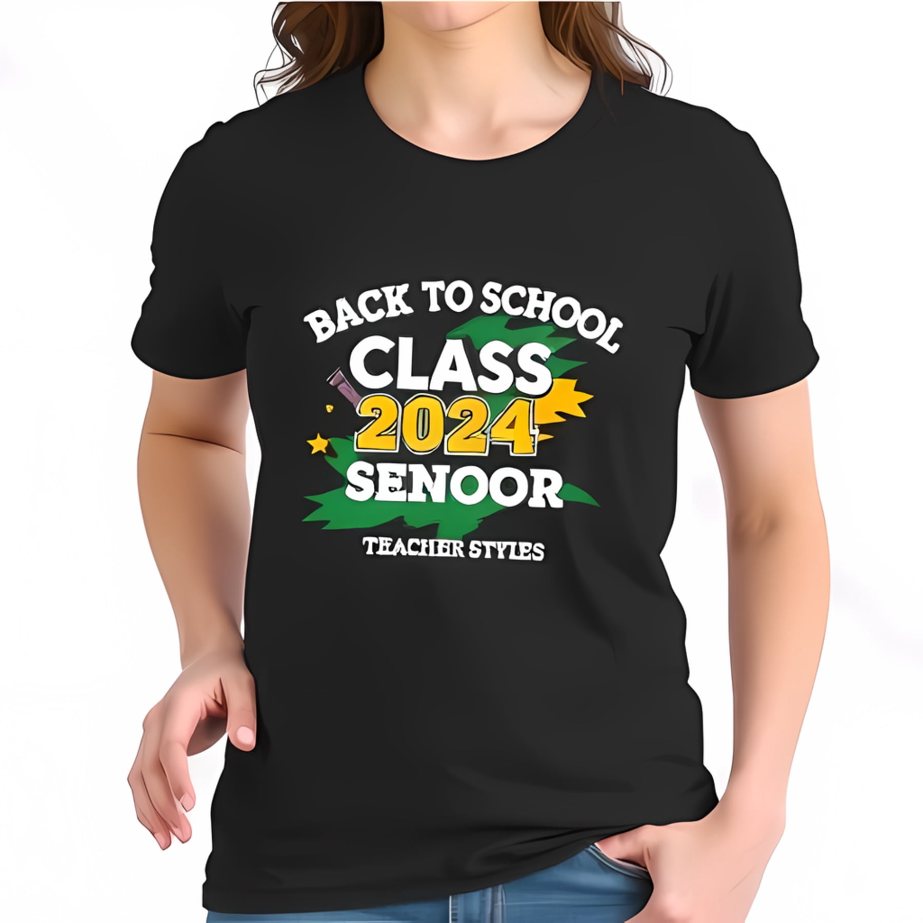 Stylish Black Cotton Short Sleeve TShirt for Teachers " Back to